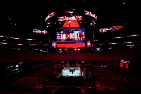 A general view of the arena before Jake Paul v Anthony Joshua at Kaseya Center in Miami on Friday night.
