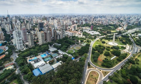 Aerial view of Sao Paulo and the Ibirapuera Park