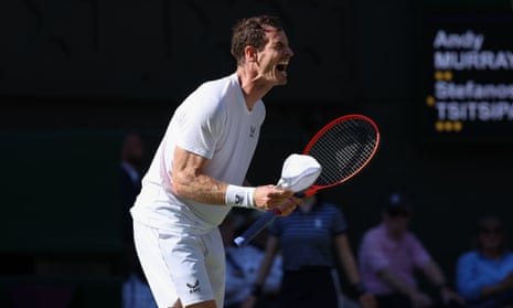 Andy Murray shows his frustration after failing to hold onto his lead against Stefano Tsitsipas