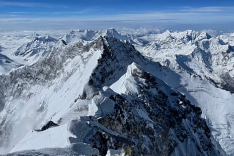 The Himalayan Range is seen from the summit of Mount Everest in Nepal