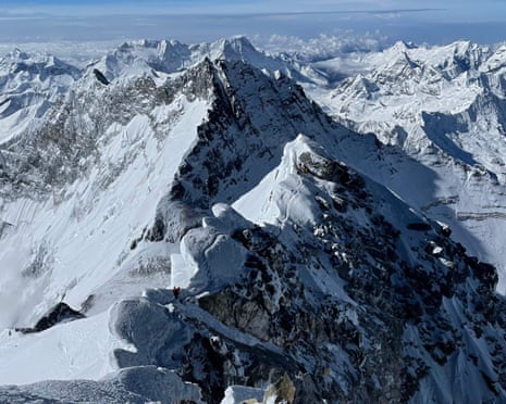 The Himalayan Range is seen from the summit of Mount Everest in Nepal