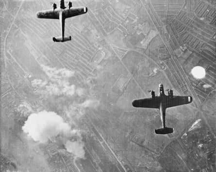 Two Dornier 17 bombers over West Ham, London, 7 September 1940.
