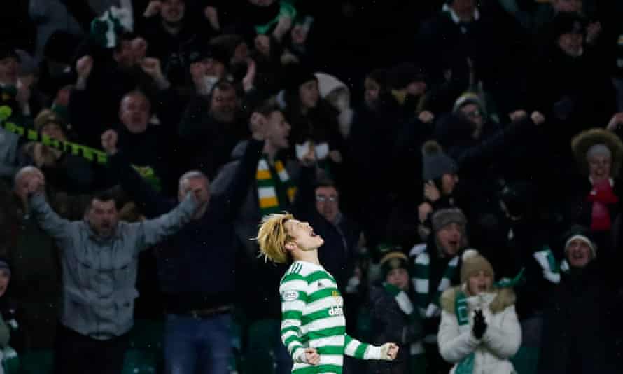 ‘It should be a special day’: Celtic’s Postecoglou eyes first silverware | Celtic 2 Kyogo Furuhashi celebrates scoring against Hearts