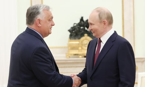 Viktor Orbán visits Vladimir Putin to condemnation from fellow EU leaders |  Viktor Orbán | The Guardian