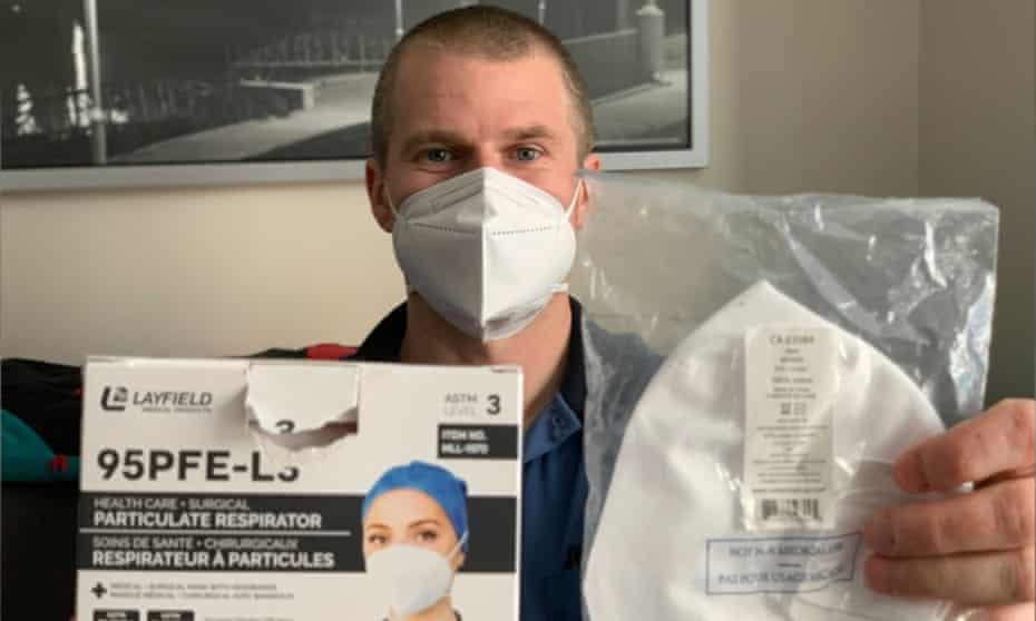 Corey Gallagher was sent home for wearing an N95 instead of a company-provided cloth mask.