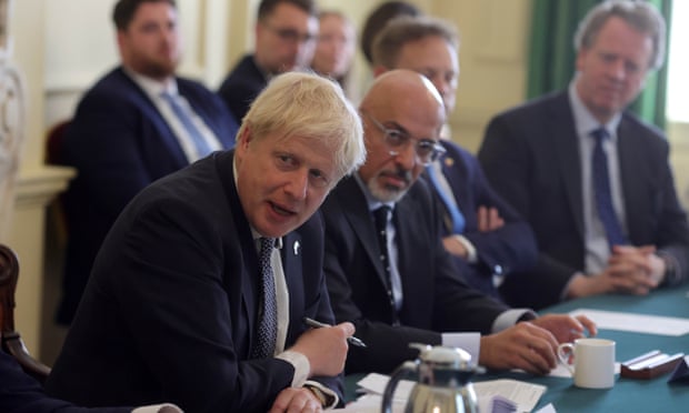 Boris Johnson chairing a cabinet meeting in 10 Downing Street, London, 7 July 2022