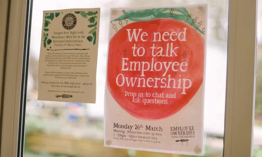 A notice at Riverford HQ about the employee ownership scheme