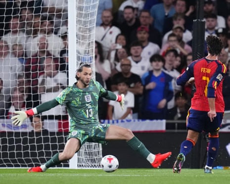 Ferran Torres is denied by James Trafford