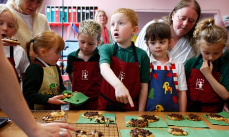 Children at a cookery and healthy eating club at St Mary Leiths primary school, Edinburgh.