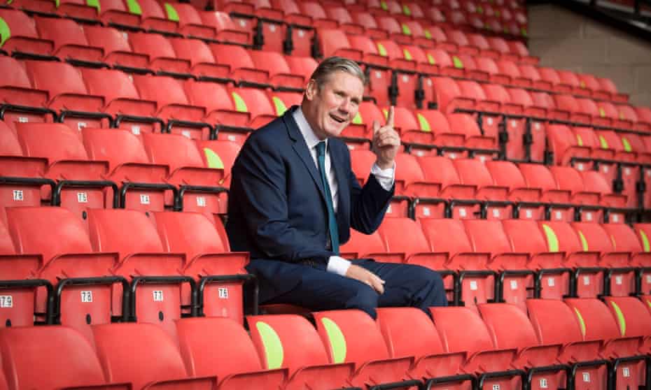 Keir Starmer, ‘a football fan who supports Arsenal and England’, at Walsall last September.