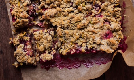 Crunch time: plum and oat crumble tart.
