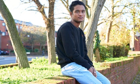 Sulav Khadka photographed sitting outside in Harrow