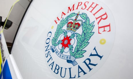 The Hampshire constabulary logo on a police car