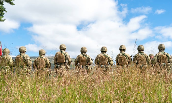 New recruits to the Ukranian army being trained by UK armed forces personnel at a military base near Manchester.