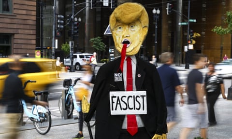 An effigy of Donald Trump during protests in Chicago.