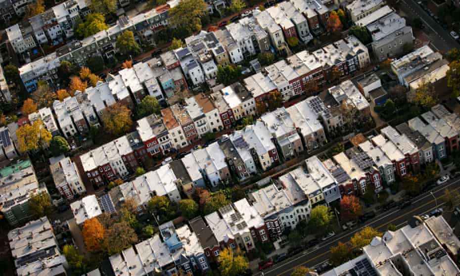 An aerial view of buildings in Washington DC – in the US housing market, demand massively outstrips supply.