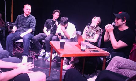 Trashfuture’s podcast team (from left): Nate Bethea, Milo Edwards, Hussein Kesvani, Olga Koch and Riley Quinn