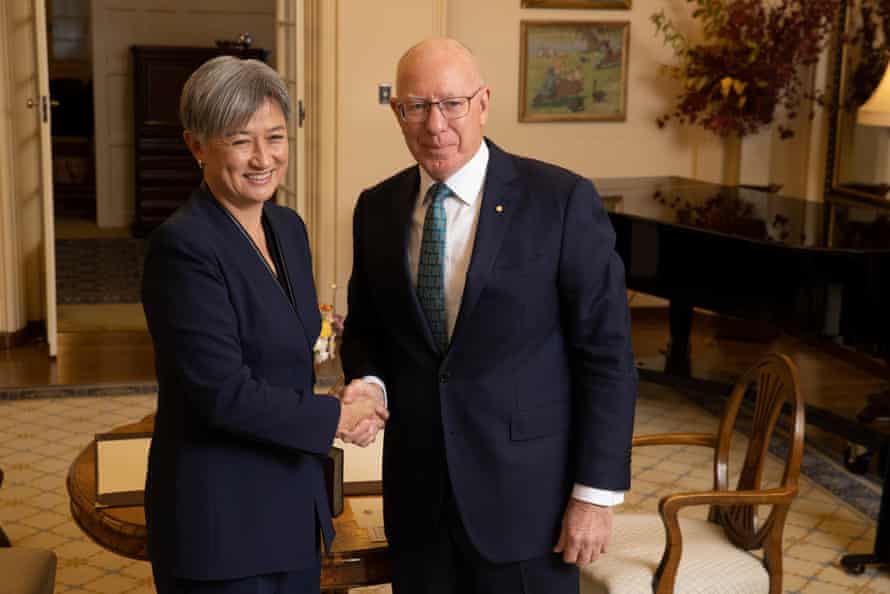 Penny Wong with governor general David Hurley this morning.