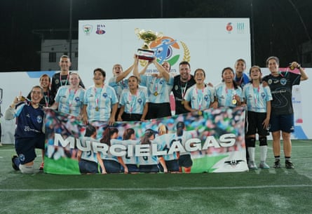 Argentina celebrate after winning the 2025 women’s blind football world championships