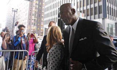 Michael Jordan arrives in court on Tuesday.