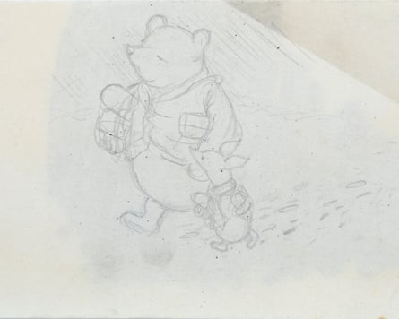 pencil drawing of Pooh and Piglet