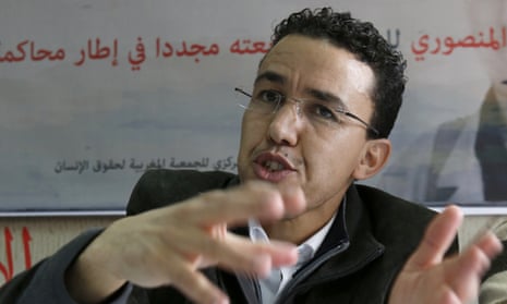 Hicham Mansouri addresses a press conference in Rabat after his release.