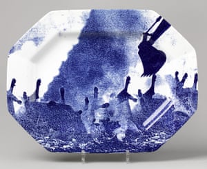 Foot and Mouth No 5, After Macleod, Darwell and MayScreenprint (transfer) on Royal Worcester bone china platter (2001)