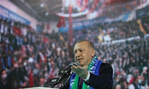 The Turkish president makes a speech, in Rize, Turkey on 15 February 2021.