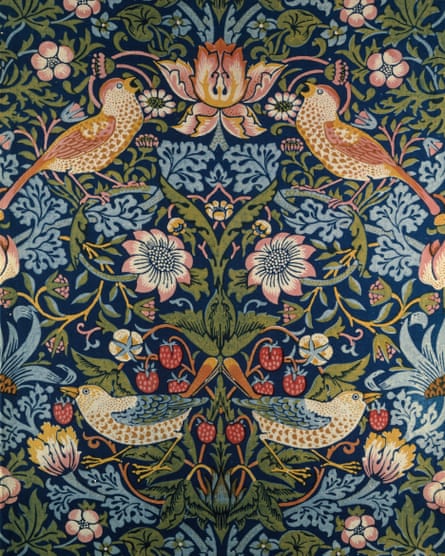 for Linda Parry obituary Strawberry Thief, printed furnishing cotton, designed by William Morris, 1883