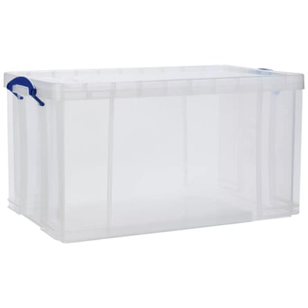 Really Useful 84L Storage Box, in clear colour.