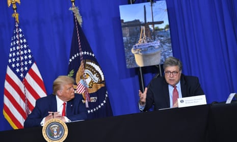 William Barr, US attorney general, repeated Donald Trump’s misinformation on mail-in ballots.