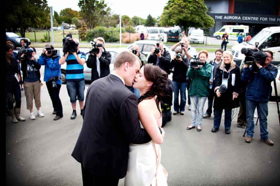Emma and Chris Greenslade at their wedding three days after the February 2011 earthquake