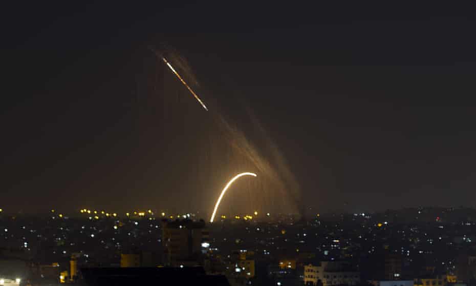Rockets launched from Gaza on Wednesday. An Egyptian-brokered truce was due to come into force at 5.30am local time on 14 November.