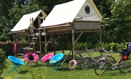 stilted tents at Camping Le Chateau des Tilleuls,