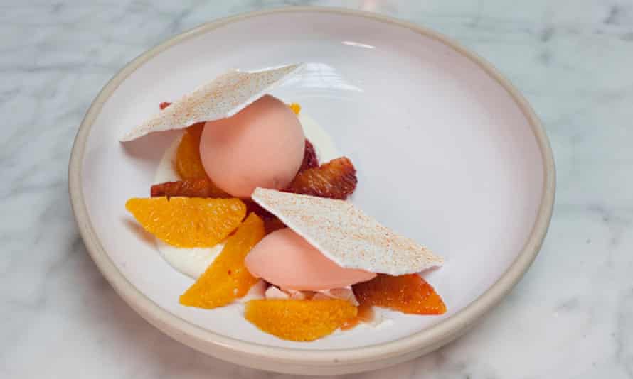 ‘A salty tang … it’s just odd’: blood orange sorbet.