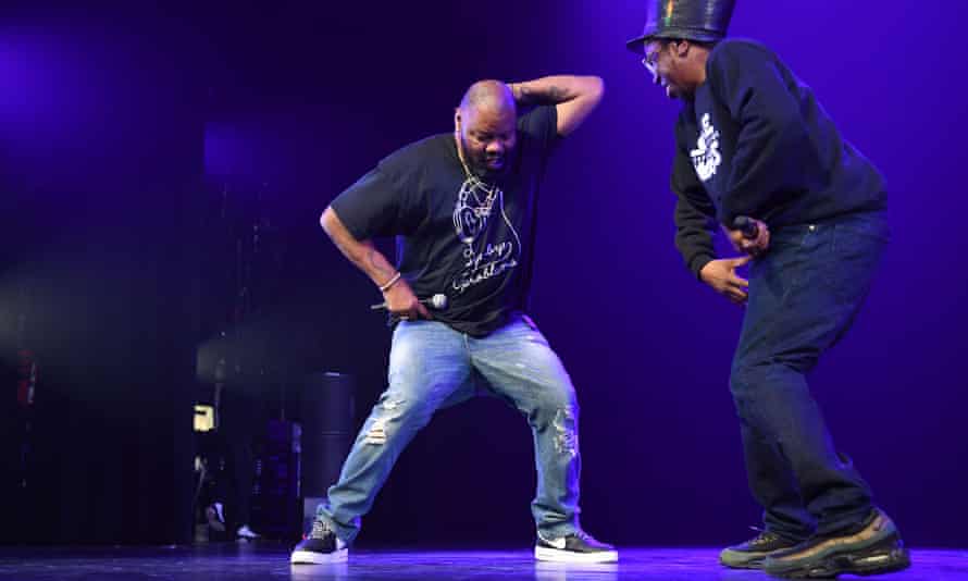 Biz Markie, left, and Jonzi D co-hosting Breakin Convention at the Apollo theatre, New York, in 2017.