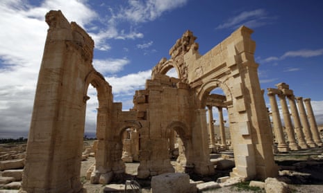 The courtyard of the sanctuary of Baal Shamin in the ancient oasis city of Palmyra,