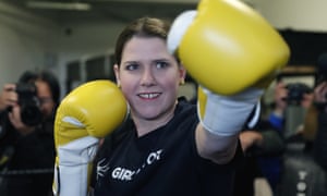 Jo Swinson at the boxing gym Total Boxer in London.