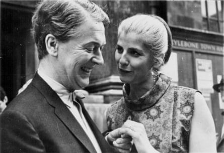 Kingsley Amis And Elizabeth Jane Howard getting married at Marylebone register office in London, 30 June 1965.