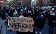 A vigil for peace organized by the Asian American Federation in Union Square<br>epa09084781 People hold up signs during a Vigil for Peace, organized by the Asian American Federation, in Union Square in New York City, New York, USA, 19 March 2021. The vigil was organized in the wake of the murder of six women of Asian descent in a shooting spree at three metro Atlanta massage parlors on 16 March 2021, and amidst a rise in hate crimes targeting Asian americans across the USA. EPA/JASON SZENES