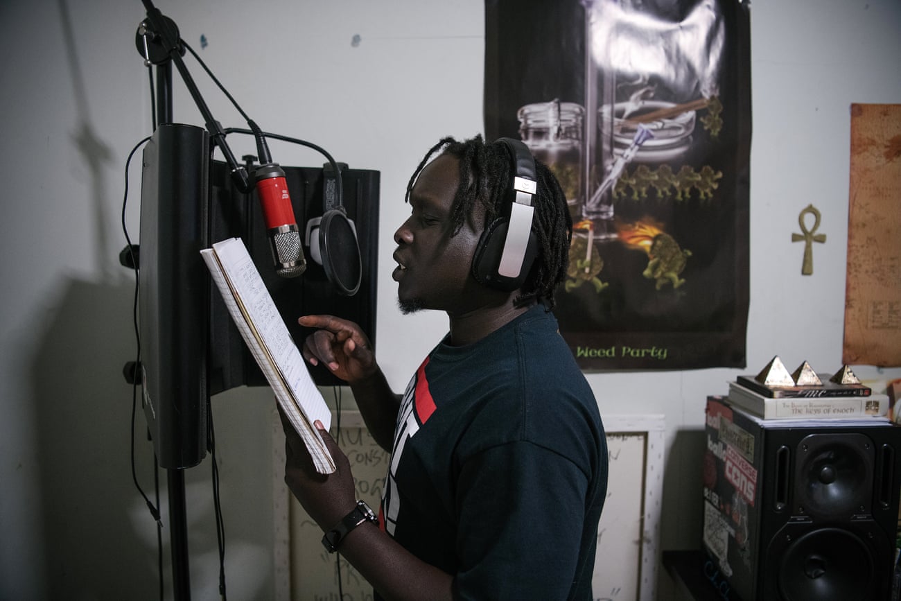 Buomkuoth Bol AKA rapper musician ‘BK Lawd’ practising at home in Noble Park, Melbourne