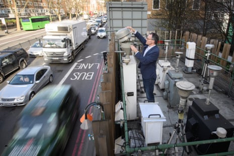 Traffic is monitored at the pollution measurement station on Marylebone Road in London