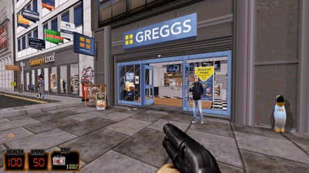 Pontos de referência familiares … Captura de tela de Sainsbury e Greggs.