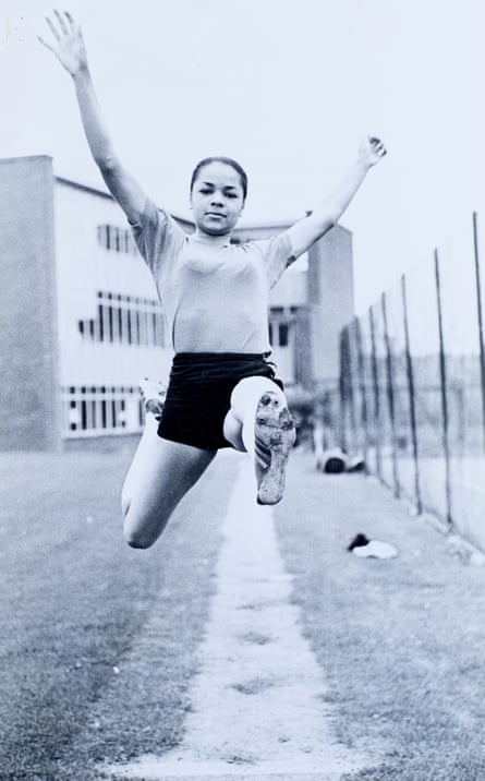 Long jump training, aged 16.