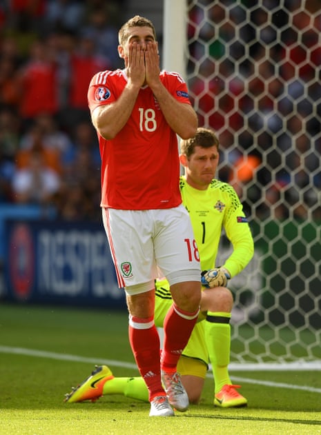 Sam Vokes reacts after missing with a header.