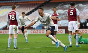 Rodrigo of Manchester City celebrates after scoring their side’s second goal .