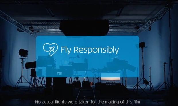 An image from the KLM video that encourages travellers to consider the environmental impact of flying 