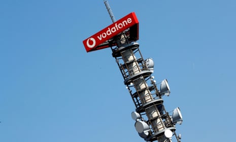 4G, 5G and data radio relay antennas on a Vodafone mast in Berlin