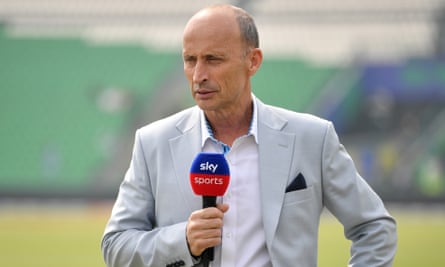 Nasser Hussain looks on ahead of the ICC Champions Trophy 2025 match between Afghanistan and England