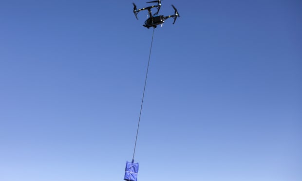 A test flight is flown by a Walmart DroneUp pilot.
